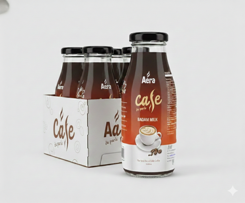 Aera Café Badam Milk 200ml Pack of 4 – Ready to Drink Almond Beverage