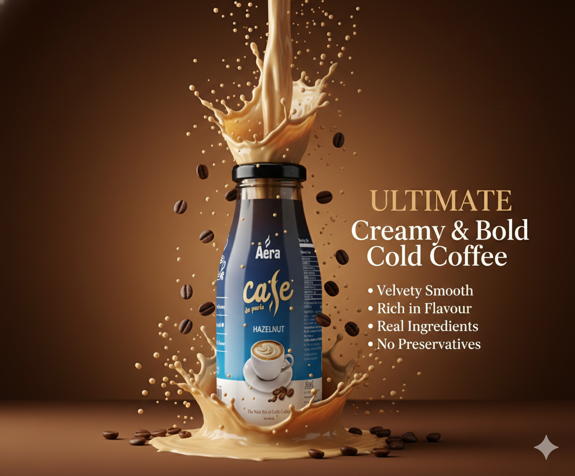 Aera Café Hazelnut Cold Coffee 200ml Pack of 4 – Premium Flavoured Coffee