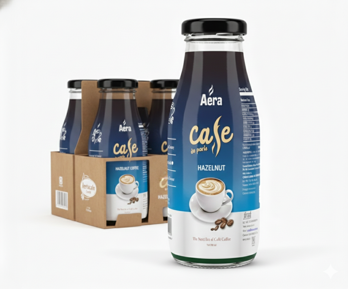 Aera Café Hazelnut Cold Coffee 200ml Pack of 4 – Premium Flavoured Coffee