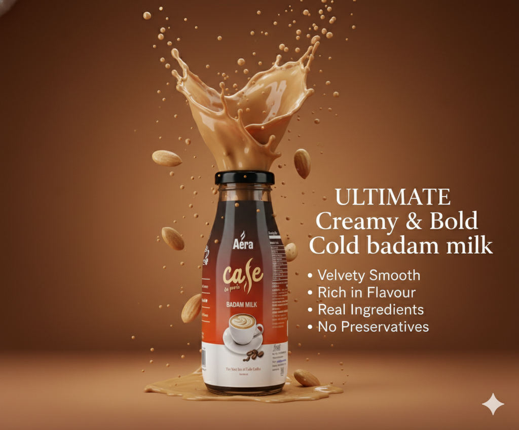 Aera Café Badam Milk 200ml Pack of 4 – Ready to Drink Almond Beverage