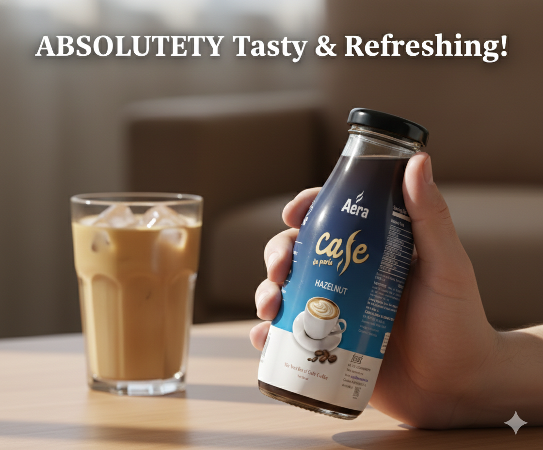 Aera Café Hazelnut Cold Coffee 200ml Pack of 4 – Premium Flavoured Coffee