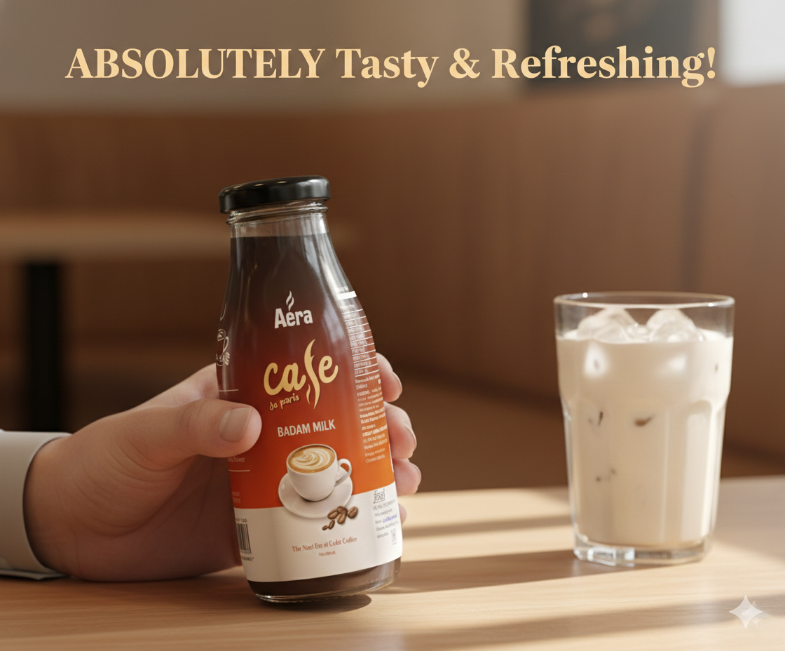 Aera Café Badam Milk 200ml Pack of 4 – Ready to Drink Almond Beverage